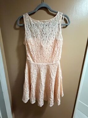 Lucca Couture Peach Lace Mini Dress